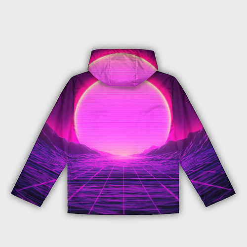 Женская ветровка Синтвейв ретровейв неоновый узор и солнце / 3D-Черный – фото 2