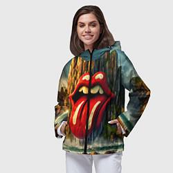 Ветровка с капюшоном женская Rolling Stones - sea rocks, цвет: 3D-черный — фото 2