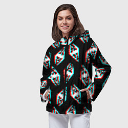 Ветровка с капюшоном женская Skyrim glitch logo patten, цвет: 3D-черный — фото 2