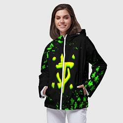 Ветровка с капюшоном женская Doom x fallout кислотное лого, цвет: 3D-белый — фото 2