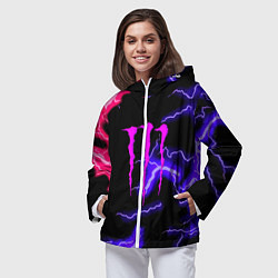 Ветровка с капюшоном женская Monster energy неоновый шторм, цвет: 3D-белый — фото 2