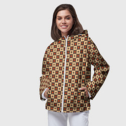 Ветровка с капюшоном женская Готические шахматы, цвет: 3D-белый — фото 2