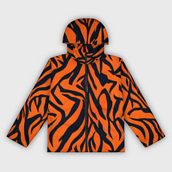 Ветровка с капюшоном женская Расцветка тигра, цвет: 3D-черный