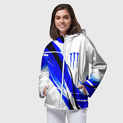 Ветровка с капюшоном женская Monster energy линии абстракции, цвет: 3D-белый — фото 2