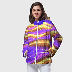 Ветровка с капюшоном женская Блестящая волнистая текстура, цвет: 3D-белый — фото 2