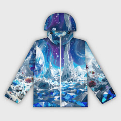 Ветровка с капюшоном женская Космический фантастический пейзаж, цвет: 3D-белый