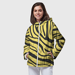 Ветровка с капюшоном женская Светлый тигровый паттерн, цвет: 3D-белый — фото 2