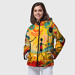 Ветровка с капюшоном женская Радостные солнечные человечки, цвет: 3D-черный — фото 2
