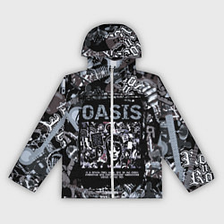 Ветровка с капюшоном женская Oasis на фоне гитар, цвет: 3D-белый