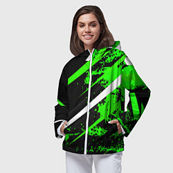 Ветровка с капюшоном женская Color black and green, цвет: 3D-белый — фото 2