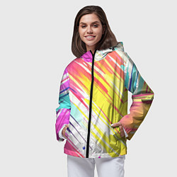 Ветровка с капюшоном женская Брызги краски на белом фоне, цвет: 3D-черный — фото 2