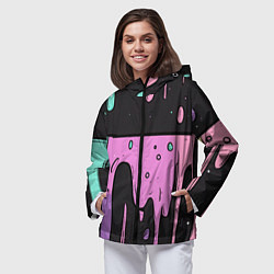 Ветровка с капюшоном женская Стекающая краска текстура, цвет: 3D-черный — фото 2