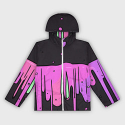 Ветровка с капюшоном женская Фиолетовая текстура на черном фоне, цвет: 3D-белый