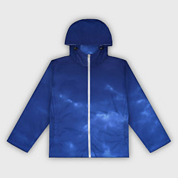 Ветровка с капюшоном женская Темный синий тучи на небе, цвет: 3D-белый