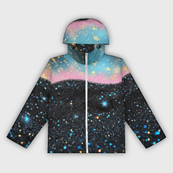 Женская ветровка Блестящая текстура на черном