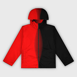 Ветровка с капюшоном женская Чёрно-красный пополам с переходом, цвет: 3D-черный