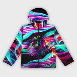 Ветровка с капюшоном женская Космический неон, цвет: 3D-черный