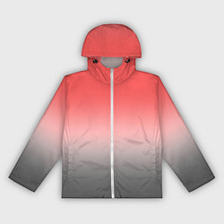 Ветровка с капюшоном женская Бледный красно-серый градиент, цвет: 3D-белый