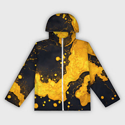 Ветровка с капюшоном женская Золотые кляксы на черной текстуре, цвет: 3D-белый