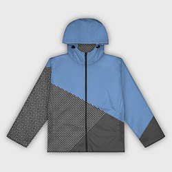 Ветровка с капюшоном женская Сине-серый геометричный, цвет: 3D-черный