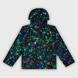 Ветровка с капюшоном женская Чёрный с брызгами сине-зелёными абстракция, цвет: 3D-черный