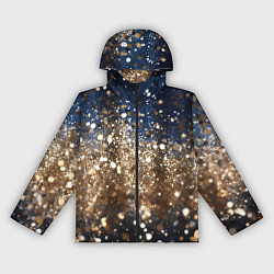 Ветровка с капюшоном женская Золотые блестки на черно-синем фоне, цвет: 3D-черный
