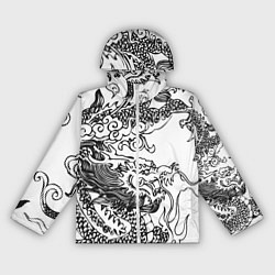 Ветровка с капюшоном женская Татуировка дракона на белом, цвет: 3D-белый