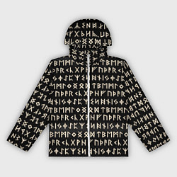 Ветровка с капюшоном женская Древние руны викингов, цвет: 3D-белый