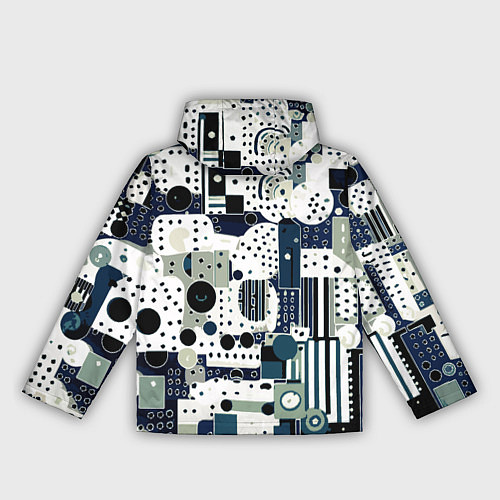 Женская ветровка Чёрно-белый с синий абстракция фигуры точки / 3D-Черный – фото 2