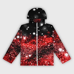 Ветровка с капюшоном женская Красно-черная блестящая текстура, цвет: 3D-белый