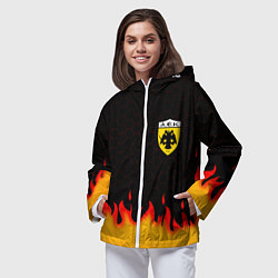 Ветровка с капюшоном женская AEK fire hexagon, цвет: 3D-белый — фото 2