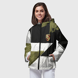 Ветровка с капюшоном женская Porsche эмблема, цвет: 3D-черный — фото 2
