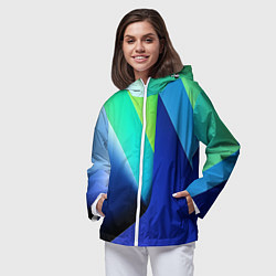 Ветровка с капюшоном женская Color blue green, цвет: 3D-белый — фото 2