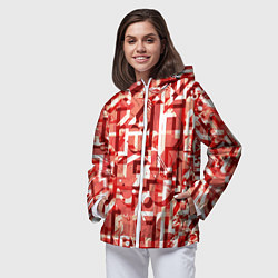 Ветровка с капюшоном женская Красно-белый объёмный эффект, цвет: 3D-белый — фото 2