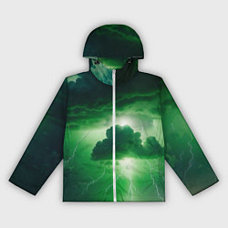Ветровка с капюшоном женская Зелёный гром, цвет: 3D-белый