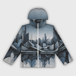 Ветровка с капюшоном женская Небоскребы и скалы, цвет: 3D-белый