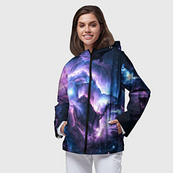 Ветровка с капюшоном женская Фиолетовая туманность, цвет: 3D-черный — фото 2