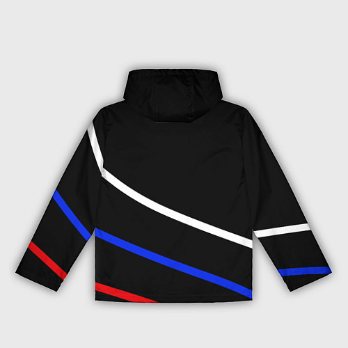 Женская ветровка Россия чёрный с полосами бело-сине-красные / 3D-Черный – фото 2