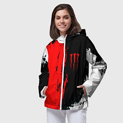 Ветровка с капюшоном женская Monster energy краски спорт, цвет: 3D-белый — фото 2