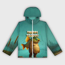 Ветровка с капюшоном женская Trippi Troppi рыба мем, цвет: 3D-белый