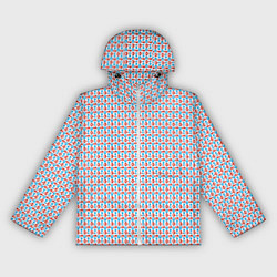 Ветровка с капюшоном женская Красно-синие фигуры на белом фоне, цвет: 3D-белый