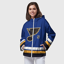 Ветровка с капюшоном женская Сент Луис Блюз хоккей, цвет: 3D-белый — фото 2