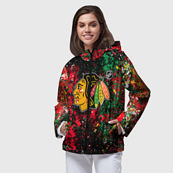 Ветровка с капюшоном женская Chicago Blackhawks NHL black, цвет: 3D-черный — фото 2