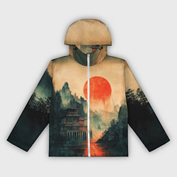 Ветровка с капюшоном женская Старый Японский монастырь, цвет: 3D-белый