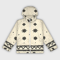 Ветровка с капюшоном женская Африканские примитивные узоры, цвет: 3D-белый