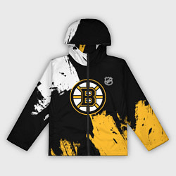 Ветровка с капюшоном женская Бостон Брюинз - разлитая краска, цвет: 3D-черный