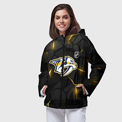 Ветровка с капюшоном женская Нэшвилл Предаторз - НХЛ хоккей, цвет: 3D-черный — фото 2