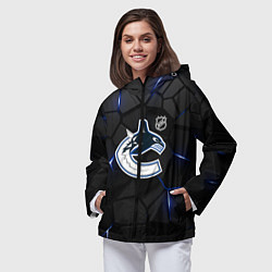 Ветровка с капюшоном женская Ванкувер Кэнакс - НХЛ хоккей, цвет: 3D-черный — фото 2