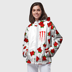 Ветровка с капюшоном женская Monster energy steel rose, цвет: 3D-белый — фото 2