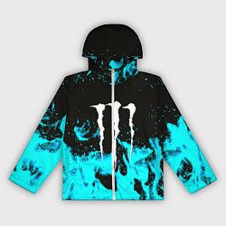 Ветровка с капюшоном женская Monster energy голубой огонь, цвет: 3D-белый